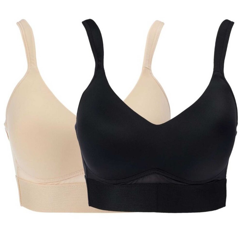 Rhonda Shear Molded Cup Bra with Cross Back Mesh Detail 2 Pack LARGE - Picture 2 of 5